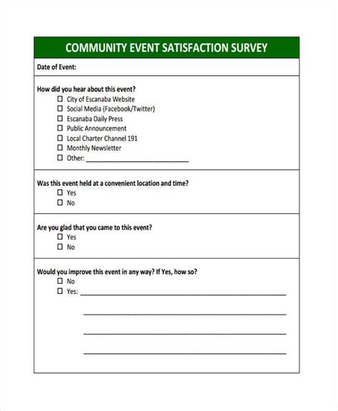 Event Survey Questions Template