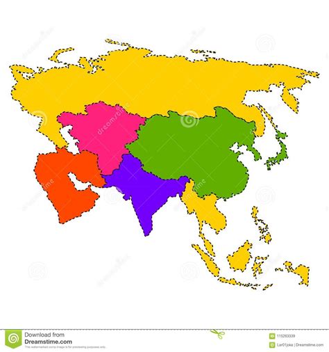 Political Map Of Asia Stock Vector Illustration Of Continent 115263339
