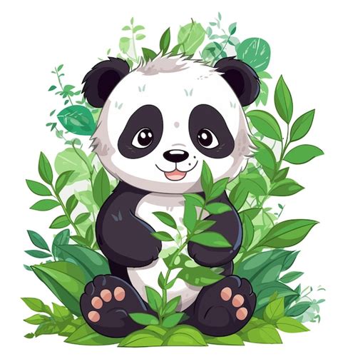 Premium Vector Vector Illustration Of Baby Panda Sitting Among Bamboo