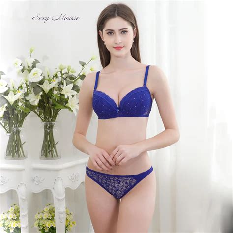 sexy mousse push up bra and panties sets women underwear lace big plus size d e cup thong