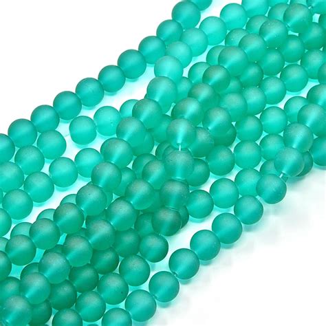 Teal 8mm Beach Glass Beads Sea Glass Beads Matte Finish Etsy