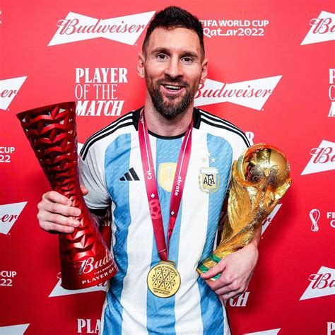 Lionel Messi With His Man Of The Match Trophy Rsoccer