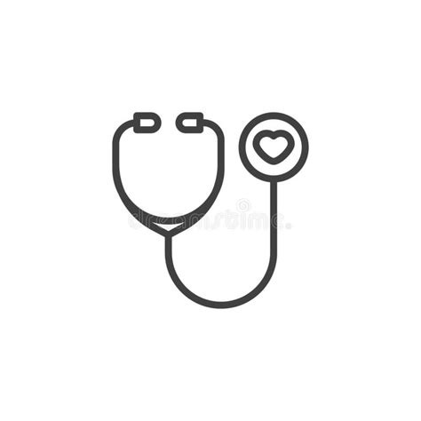 Stethoscope And Heart Line Icon Stock Vector Illustration Of