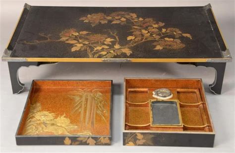 Sold At Auction Japanese Lacquered Writing Box Suzuribako Lacquer