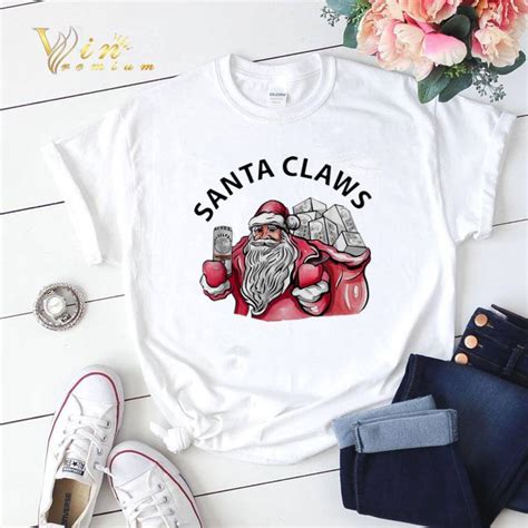 Santa Claws Drinking White Claw Christmas Shirt Sweater Hoodie Sweater Longsleeve T Shirt