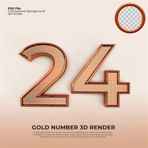 Premium PSD 3d Numbers 24 Gold Luxury