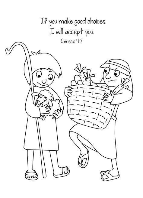 Free Bible Coloring Page Cain And Abel In 2021 Cain And Abel Bible