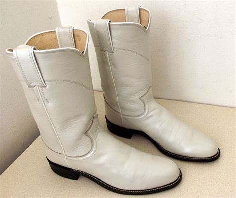 White Wedding Style Justin Roper Style Cowboy Boots Size 75 A Etsy