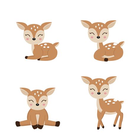 Cute Deer Cartoon In Different Poses 594492 Vector Art At Vecteezy