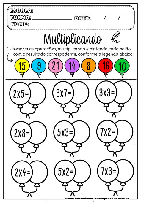 Atividades 3 Ano Matematica Multiplicação Ictedu