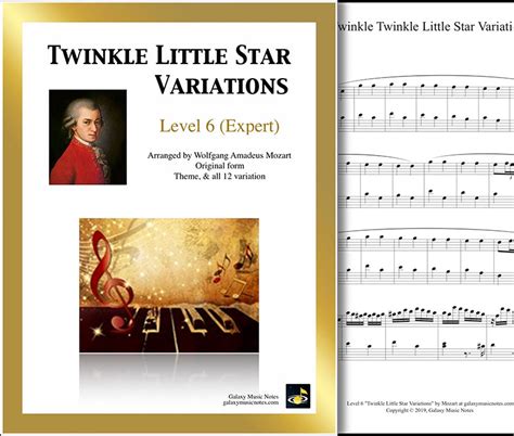 Mozart 12 Twinkle Little Star Variations [expert Piano Sheet] Original
