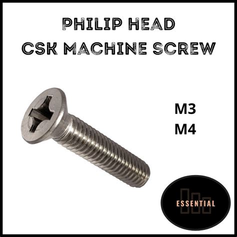 M M Philip Csk Cross Recessed Countersunk Flat Head Screw Stainless