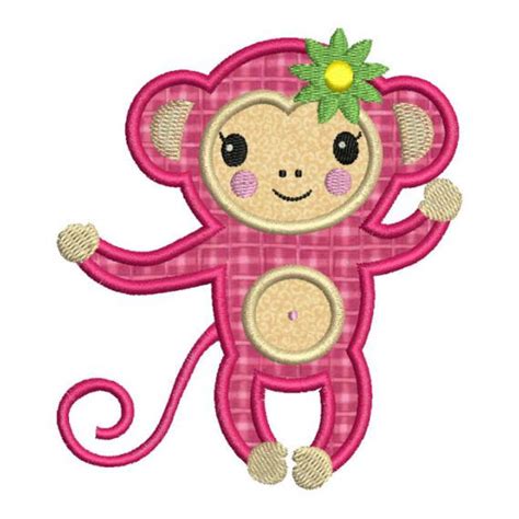 Monkey Girl Applique Machine Embroidery Design Embroidery Designs By Avi