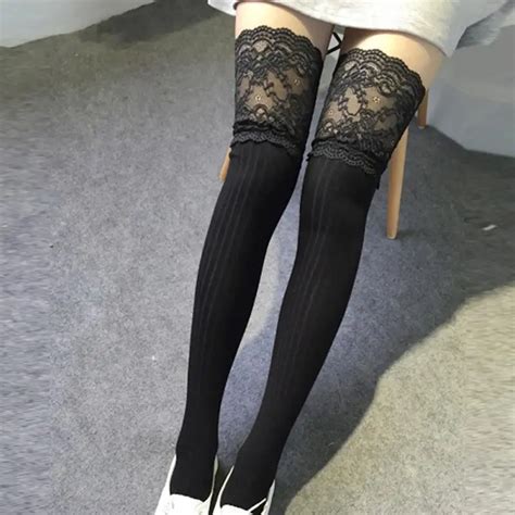 sexy womens girls ladies lace sexy warm top stay up thigh high over the knee socks long