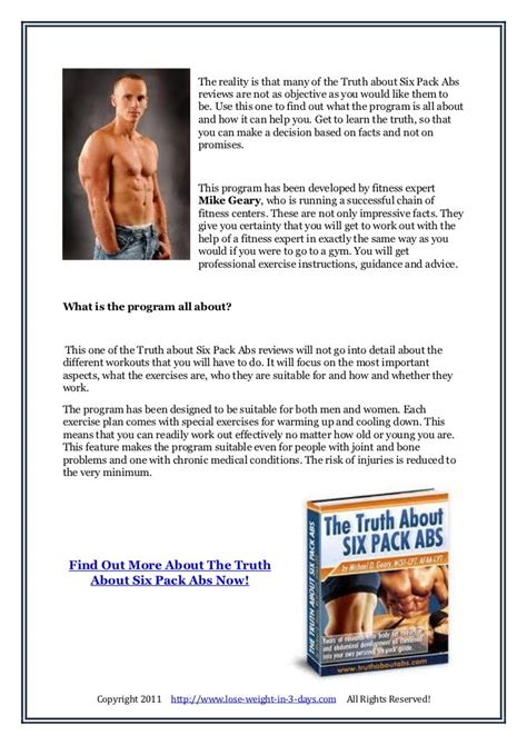 The Truth About Six Pack Abs Reviews