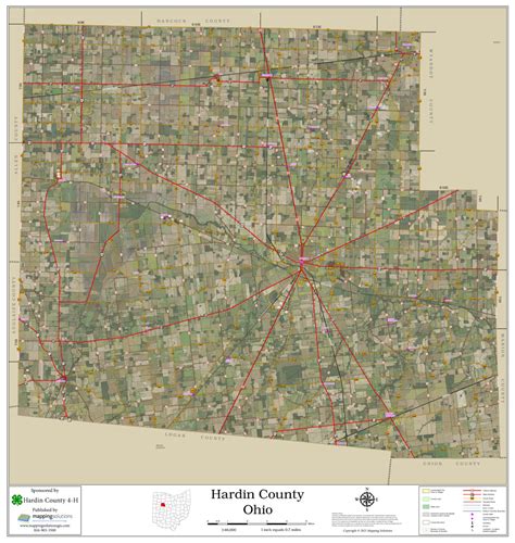 Hardin County Ohio 2022 Aerial Wall Map Mapping Solutions
