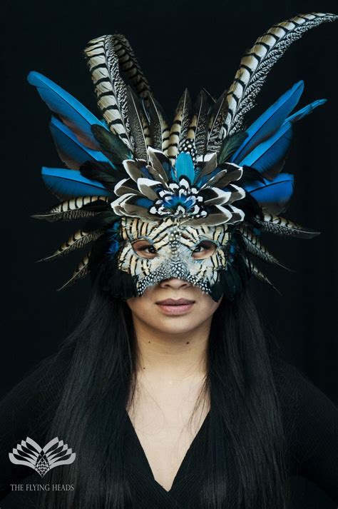 Flying Heads Blue Shamanic Feather Mask Wonderfully Handcrafted