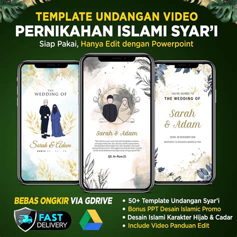 Jual Template Undangan Digital Nikah Video Islami Pernikahan Syari