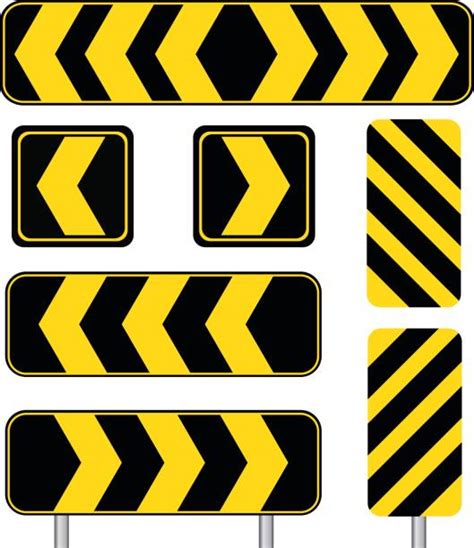 120 Road Chevron Warning Signs Stock Photos Pictures And Royalty Free