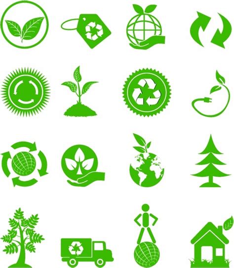 Green Ecology Icons Free Vector In Adobe Illustrator Ai Ai