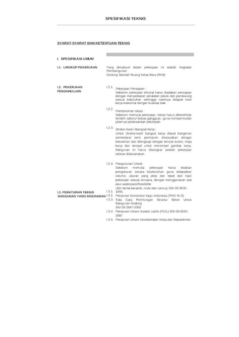 Doc Contoh Spesifikasi Teknis Dokumentips