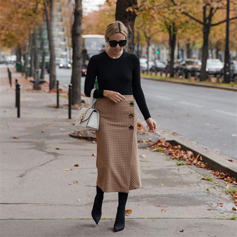 Womens Pencil Skirt Woolen Plaid High Waist Lattice Retro Elegant For