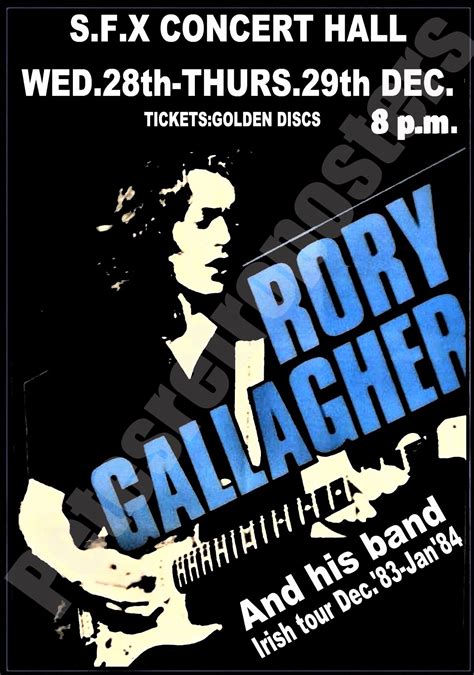 rory gallagher vintage concert poster s f x concert hall dublin ireland 1983 replica vintage