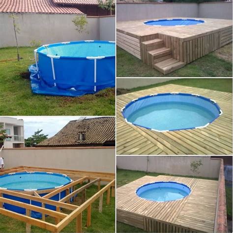 55 Easy And Inexpensive Floating Deck Ideas For Your Backyard 2024 Plastic Pool Backyard