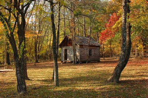 Log Cabin In Fall Woods Stock Image Image Of House Cabin 34933565