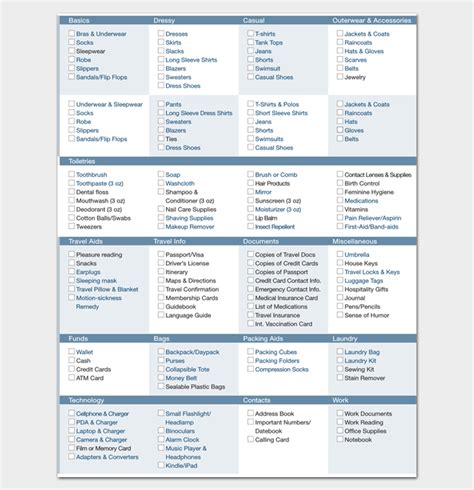 Vacation Packing List Template 21 Checklists For Word Excel Pdf