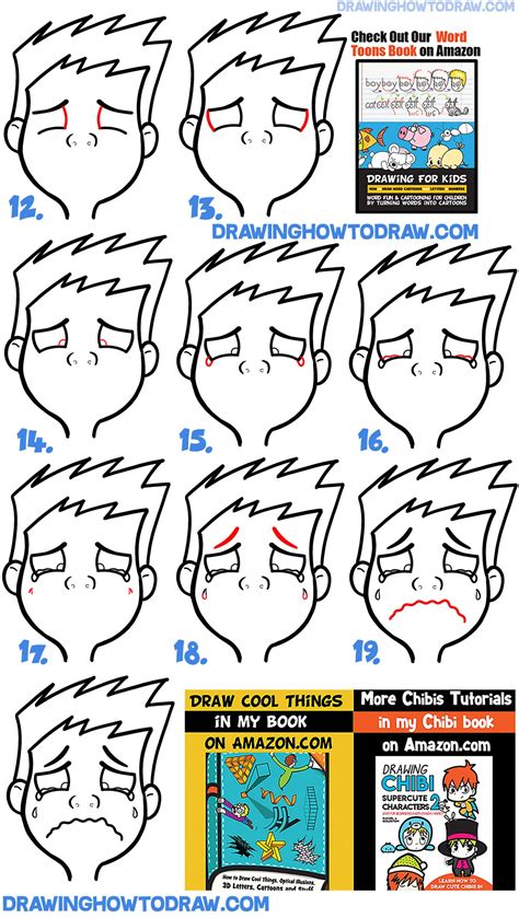 How To Draw Cartoon Facial Expressions Crying Sobbing Weeping How
