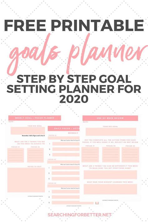Free Printable Goal Planner For 2020 In 2020 Goal Planner Printable