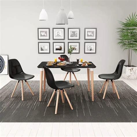 Eettafel Set Delig Zwart Incl Anti Kras Vilt St Eet Tafel Eetstoelen Bol Com