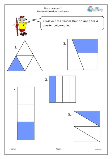Quarters 1 Fraction Worksheets For Year 1 Age 5 6 By Find A Quarter 1