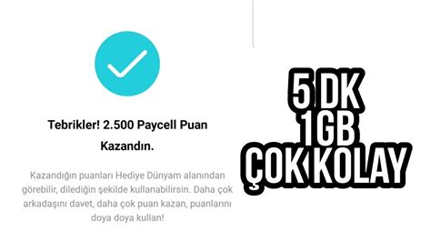 Paycell 1 GB Hediye Turkcell Bedava İnternet 2023 YouTube