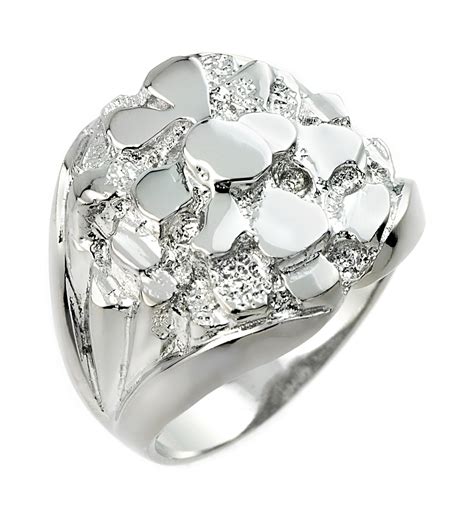 Bold Sterling Silver Mens Nugget Ring