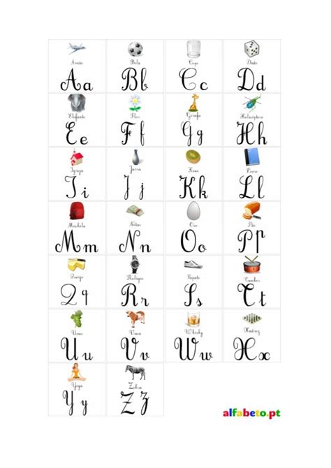 Alfabeto Ilustrado Com Letra MaiÚscula MinÚscula E Cursiva Desenhos Ef9