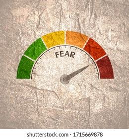 Fear Level Conceptual Meter Indicating Maximumcolor Stock Illustration