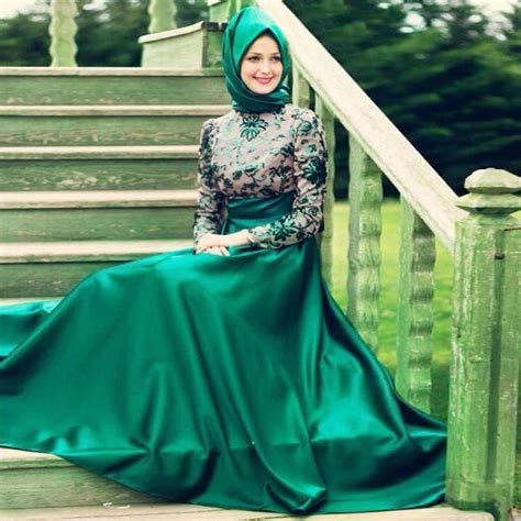 Green Turkish Islamic Women Dresses 2016 Hijab Muslim Evening Dress Moroccan Kaftan Long Sleeve