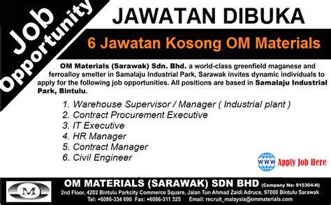 Ini adalah mengenai jawatan kosong di universiti putra malaysia kampus bintulu sarawak upm. Warehouse Supervisor / Manager ( Industrial plant ...