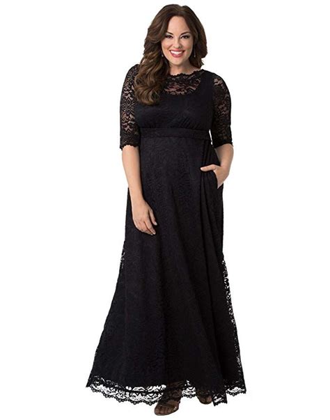 Kiyonna Womens Plus Size Leona Lace Gown Maxi Dress Formal Evening