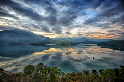 Sunrise Lake Clouds Taiwan Reflection Wallpapers Hd Desktop And