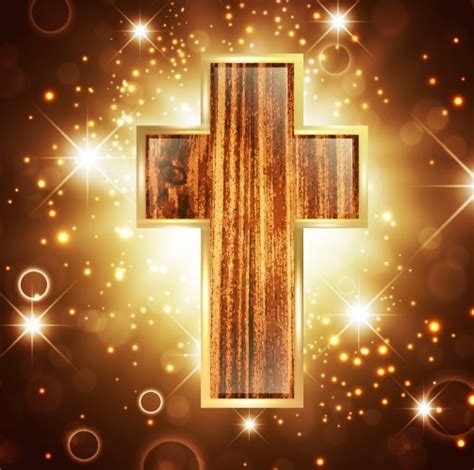 Free Vector Wooden Cross with Fantastic Shining Background - TitanUI