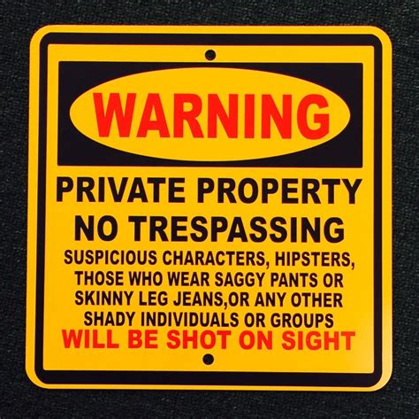 Funny Warning Private Property No Trespassing 12 Inch By 12 Etsy