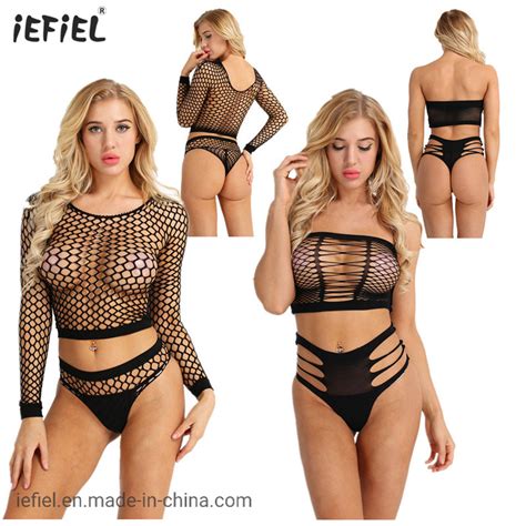 Popular Women Hollow Out Bikini Fishnet Soft Stretchy Lingerie Sets