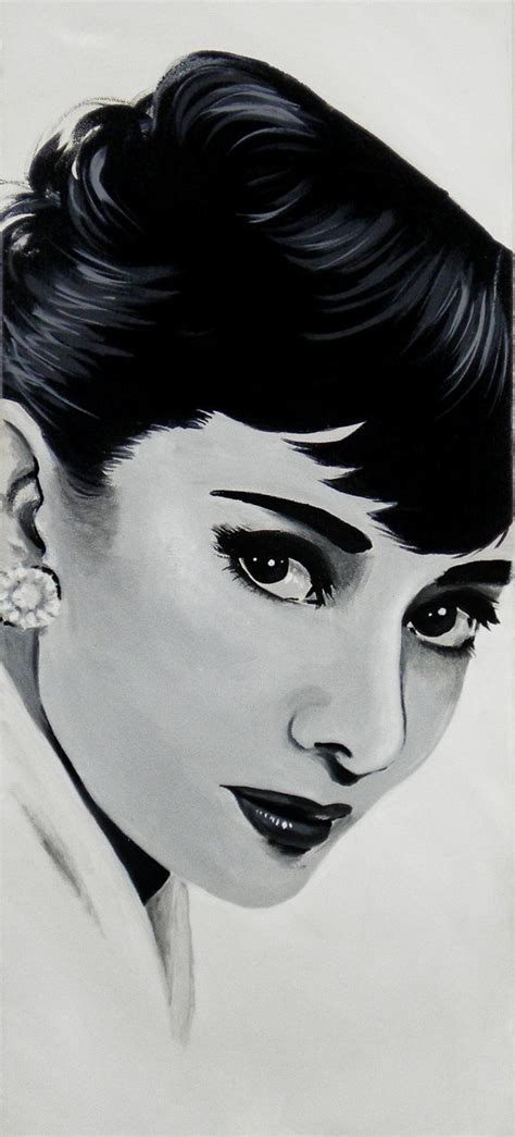 Audrey Hepburn Black And White Celebrity Portrait By Faerytalewings On