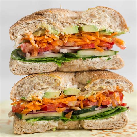 Loaded Vegetarian Bagel Sandwiches With Cream Cheese Recipe Epicurious