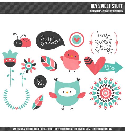 Hey Sweet Stuff Digital Clipart Clip Art Illustrations Etsy