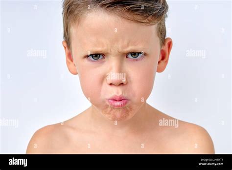 Kid With Sad Face Upset Little Boy Unhappy Caucasian Child Looking