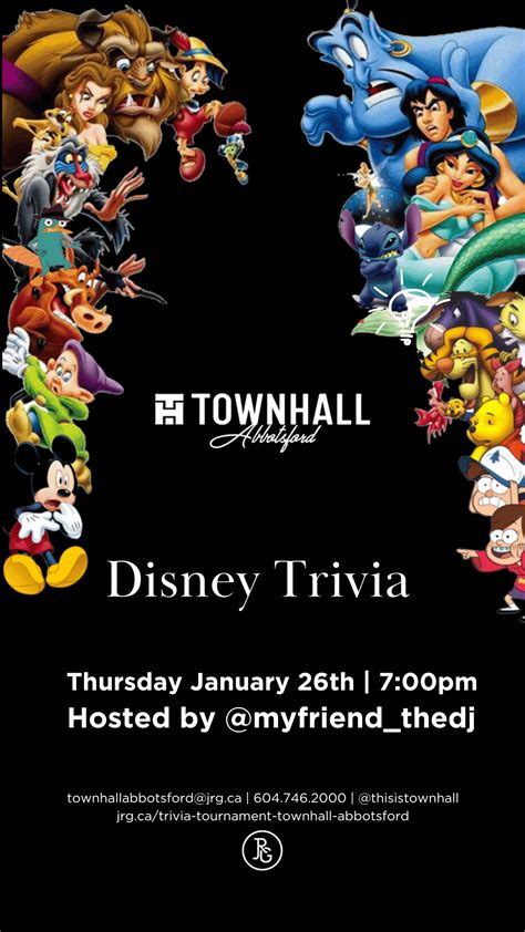 Disney Trivia At Townhall Abbotsford On Thursday January 26